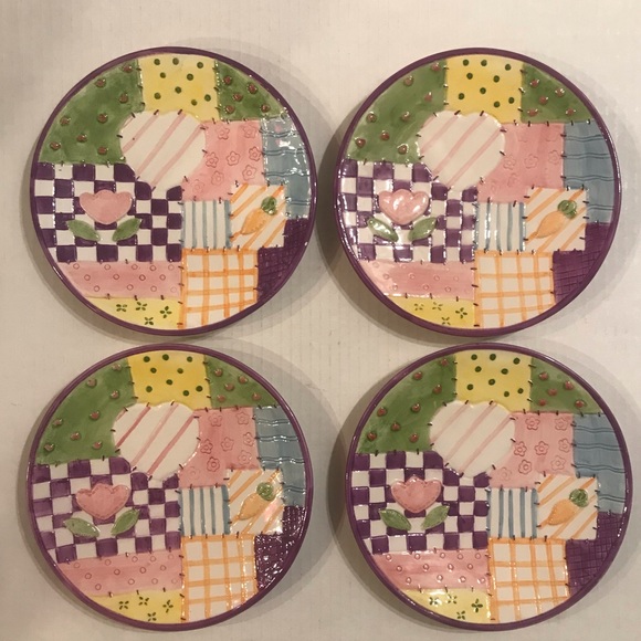 Vintage Cottontale Collection Quilt Teapot, 4 Quilt Plates And 2 Quilt C… - Picture 2 of 16
